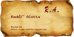 Radó Aletta névjegykártya